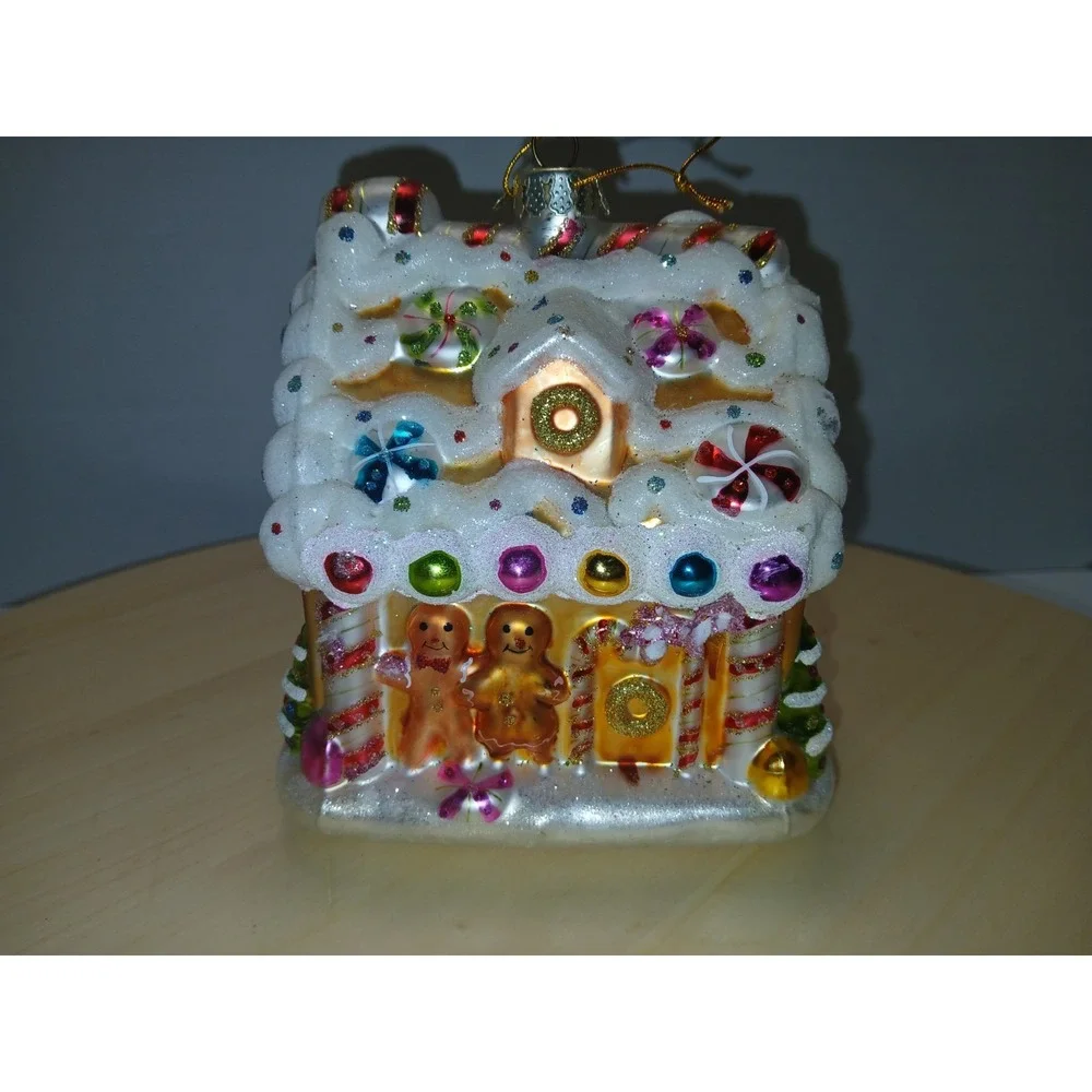 Ameri Christmas Glass Gingerbread House Christmas Ornament